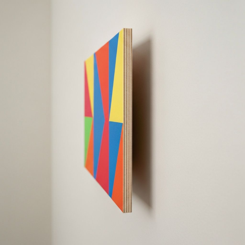 A printed artwork block mounted on MDF board with clean flush edges