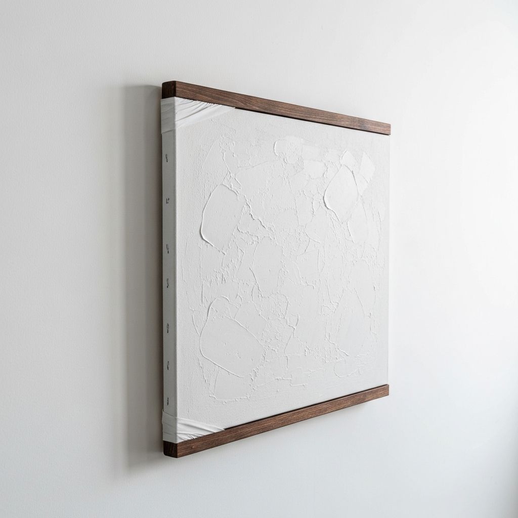 A stretched canvas painting mounted on timber stretcher bars ready to hang