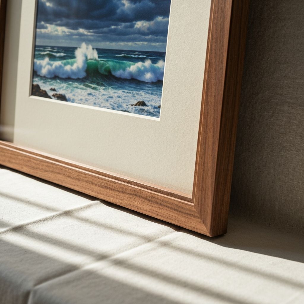 A custom timber picture frame with fine art print and mount board — Bentleigh Art N Frame